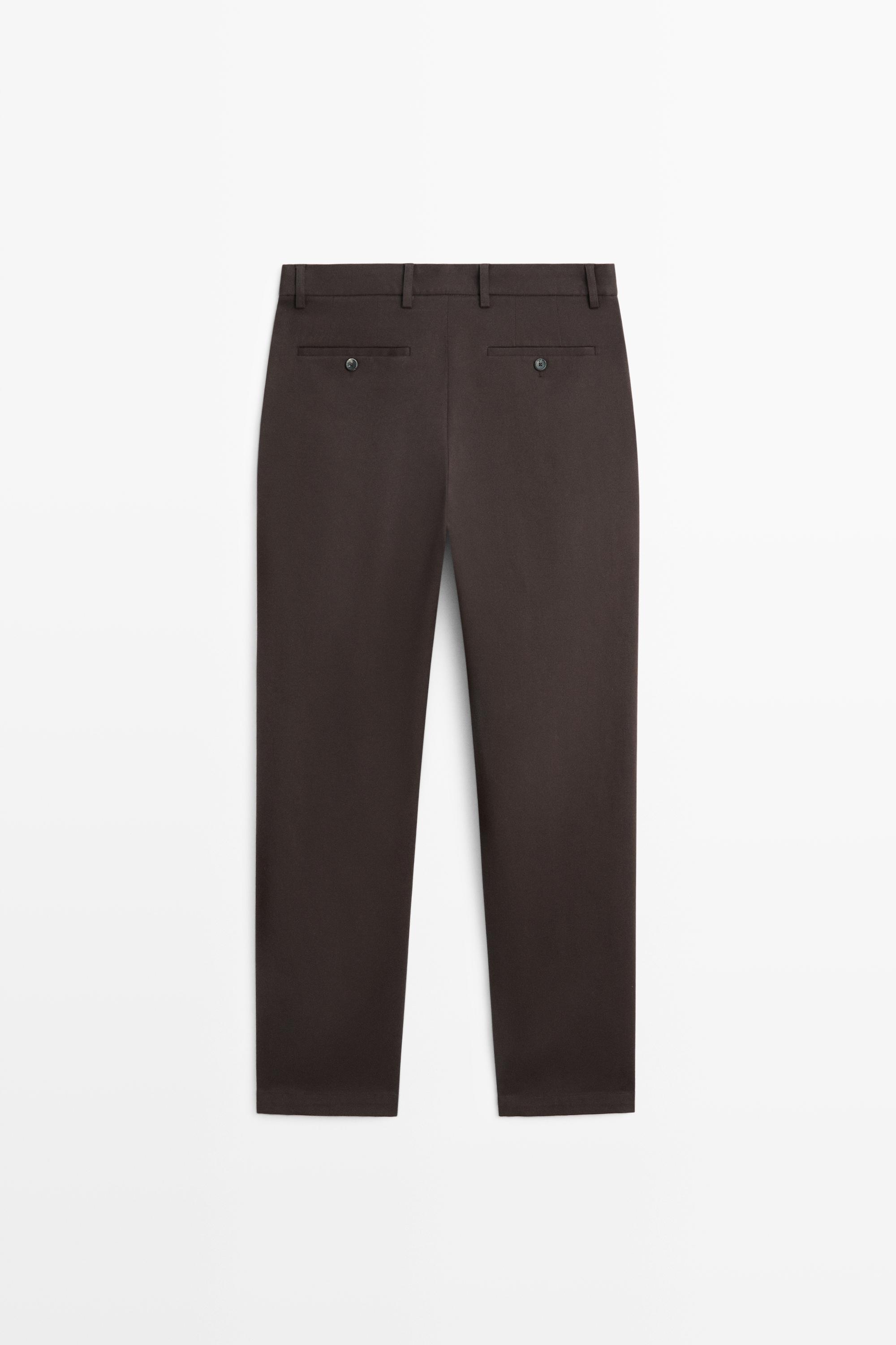 Cotton blend straight-leg pants